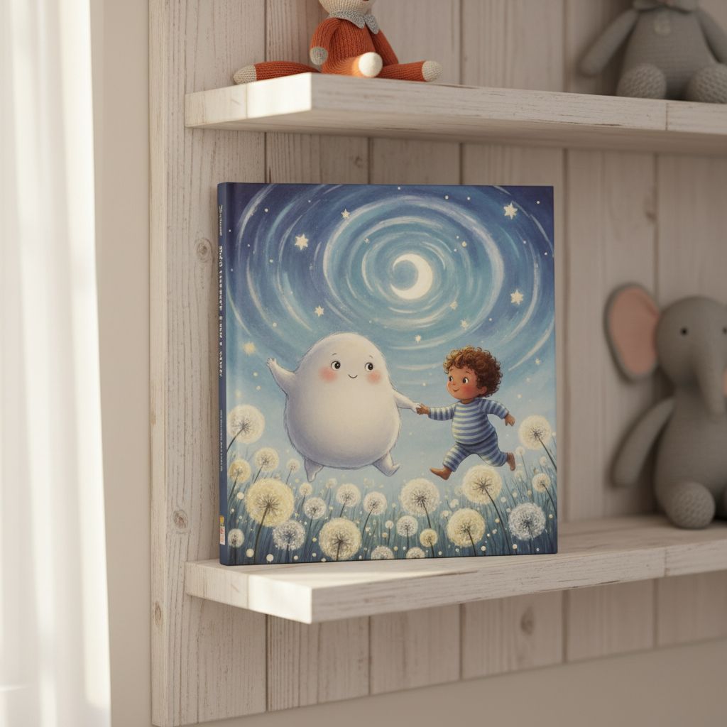 A StoryFawn printed book on a nursery shelf